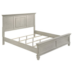 Best Furniture Outlet - Coaster - Franco Wood Eastern King Panel Bed Distressed White - 205331KE