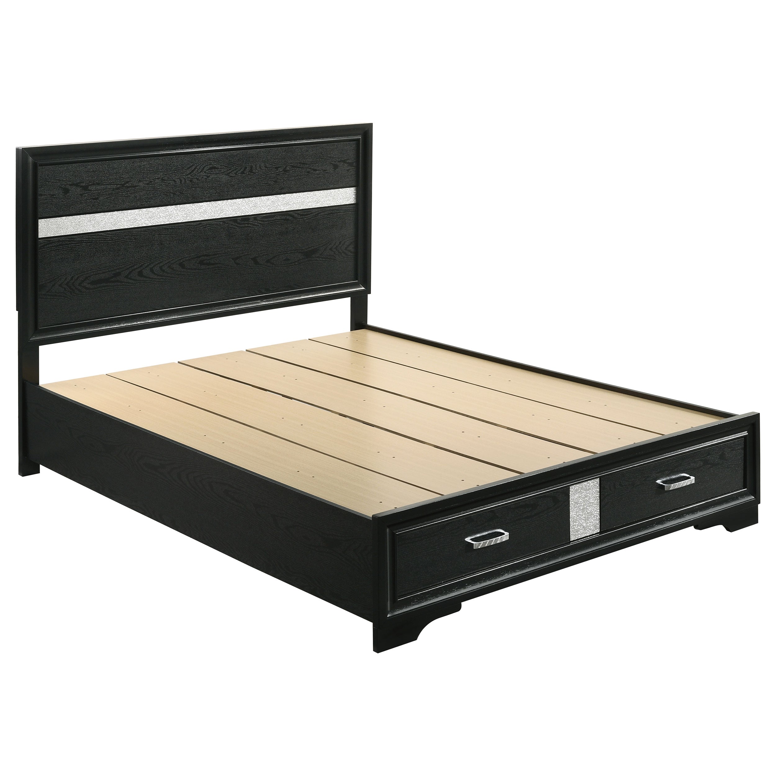 Best Furniture Outlet - Coaster - Miranda 51-inch Wood Queen Storage Panel Bed Black - 206361Q