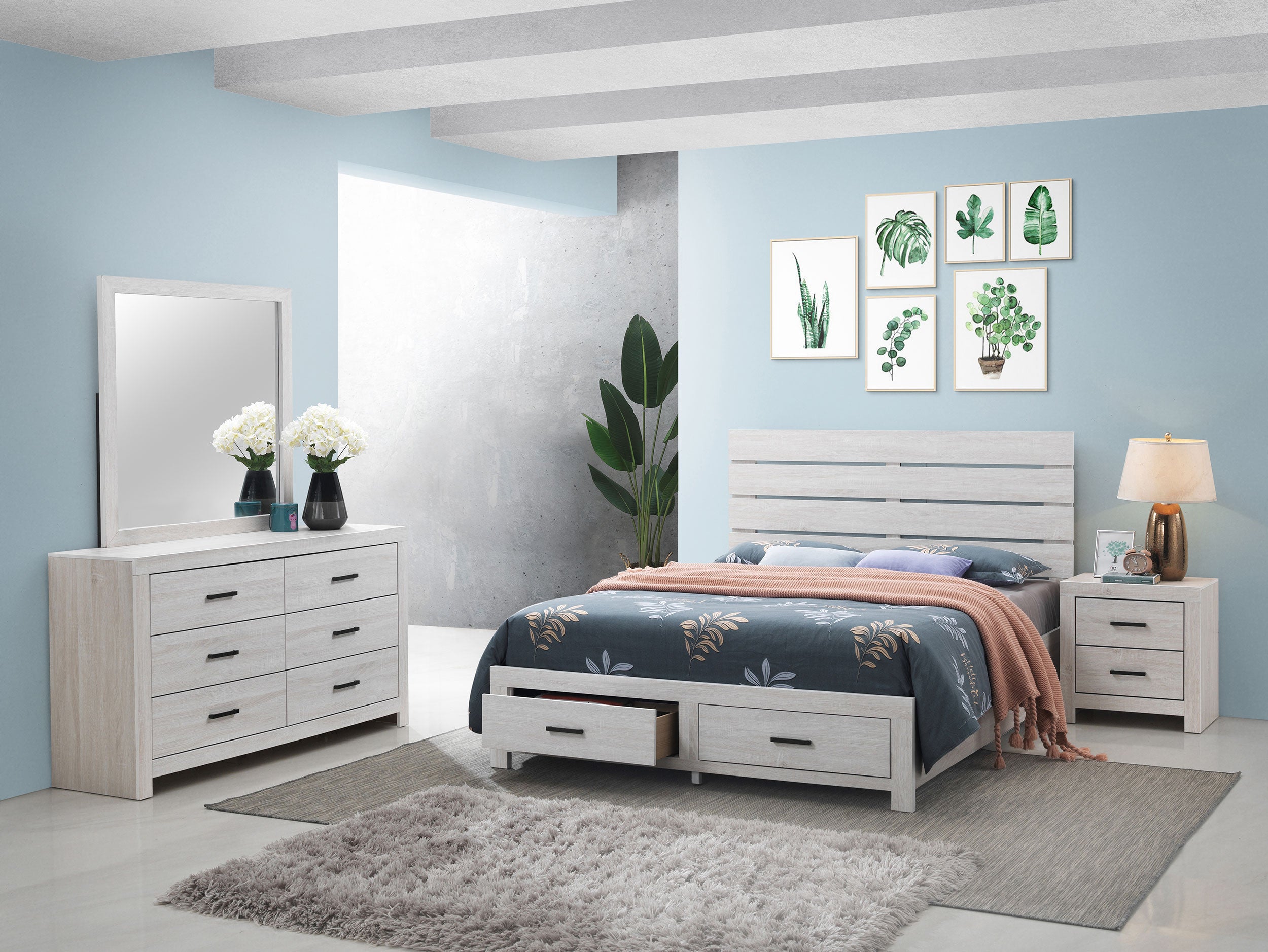 Best Furniture Outlet - Coaster - Brantford 4-piece Eastern King Bedroom Set Coastal White - 207050KE-S4