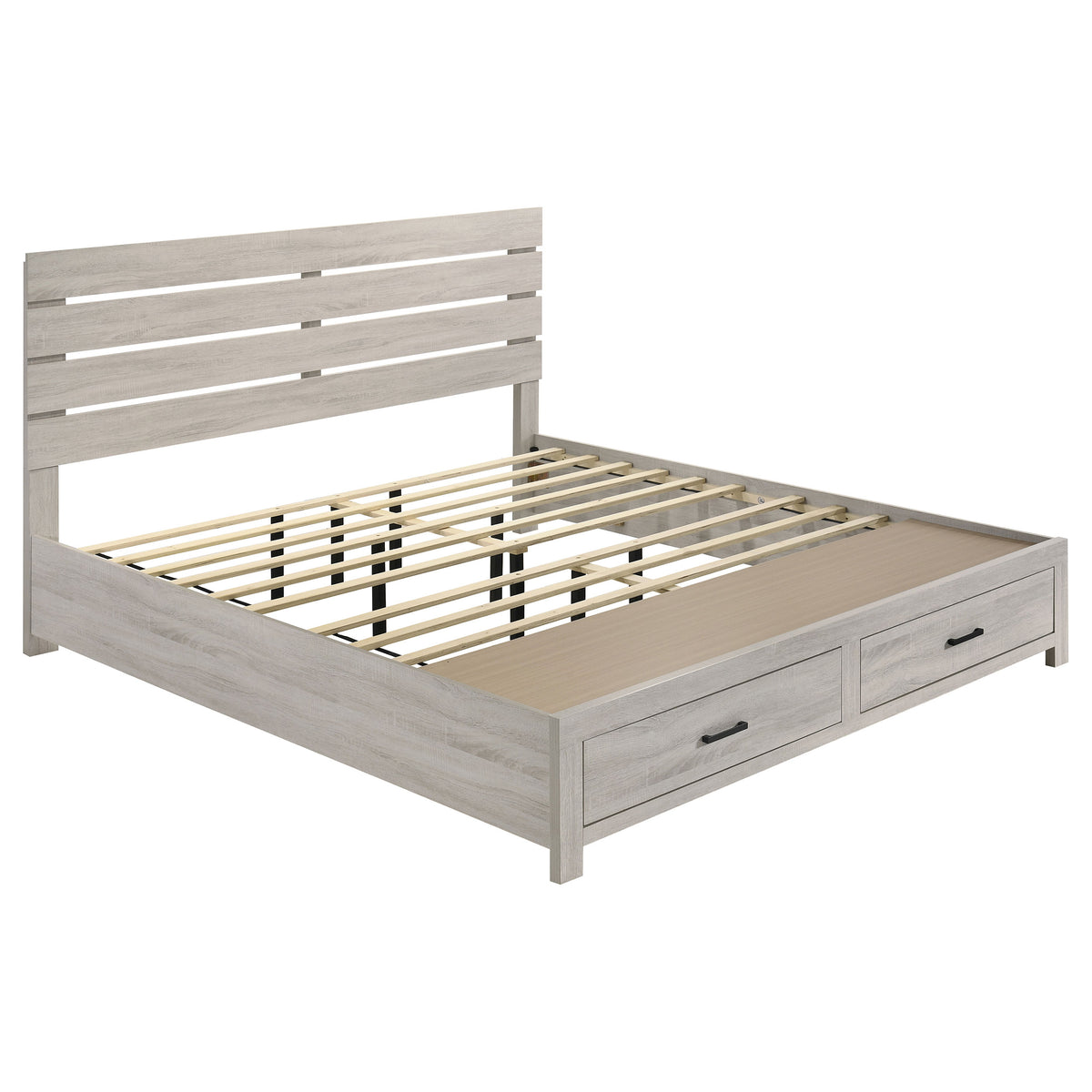 Best Furniture Outlet - Coaster - Brantford Wood Eastern King Storage Panel Bed Coastal White - 207050KE