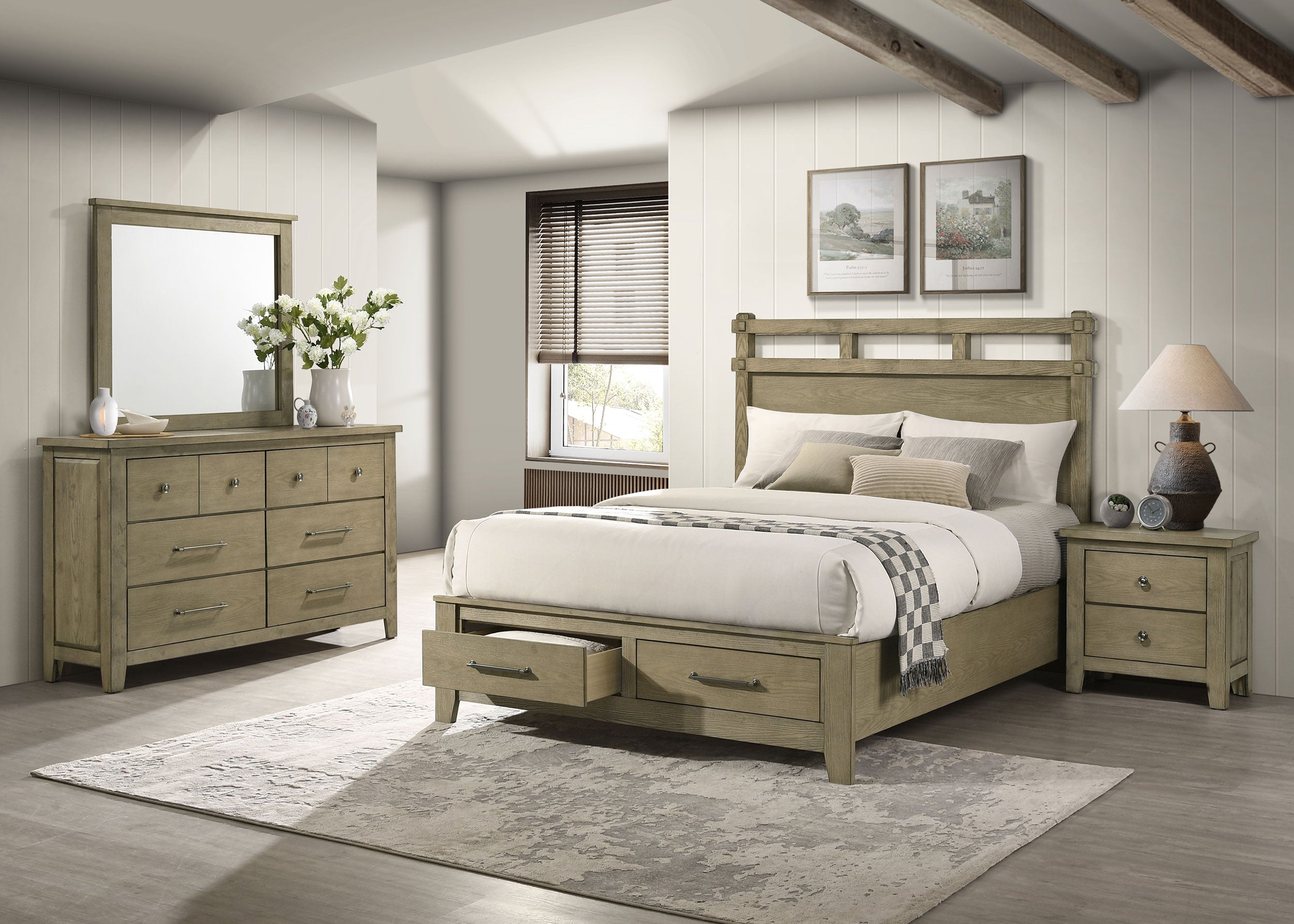 Best Furniture Outlet - Coaster - Hazlewood 4-piece Eastern King Bedroom Set Vineyard Oak - 207530KE-S4