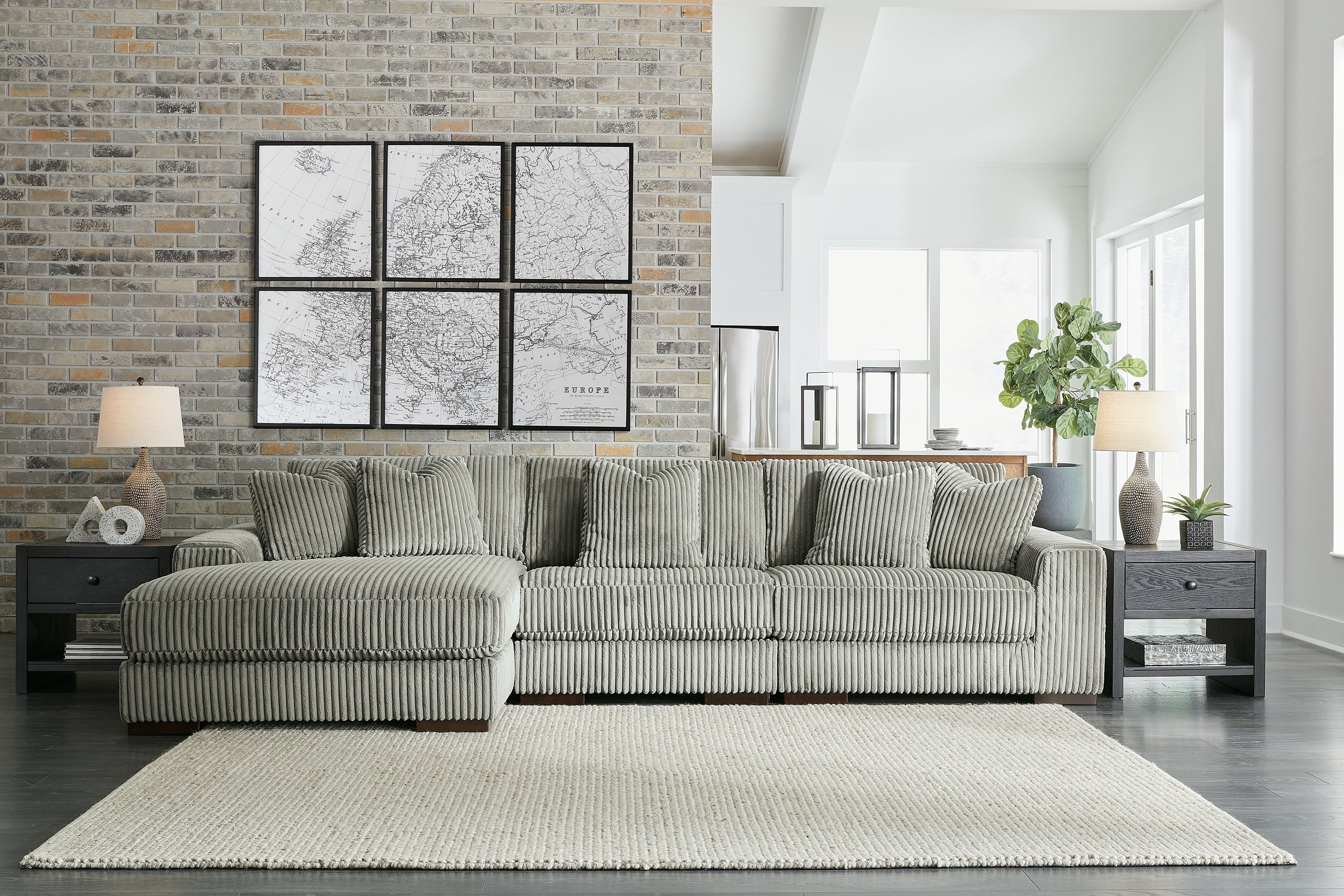 Best Furniture Outlet - Ashley Furniture - Lindyn Sectional - RAF 3-Piece Sectional with Chaise / Fog - 21105S10