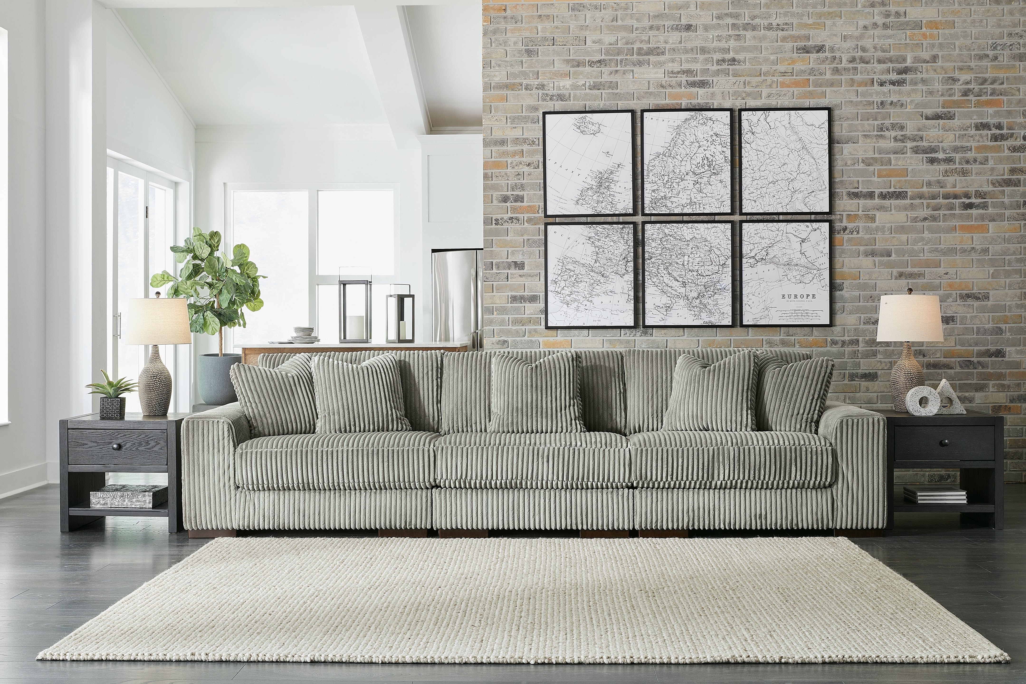 Best Furniture Outlet - Ashley Furniture - Lindyn Sectional - RAF 3-Piece Sectional Sofa / Fog - 21105S14
