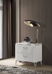 Cassia 2-drawer Nightstand Bedside Table White High Gloss