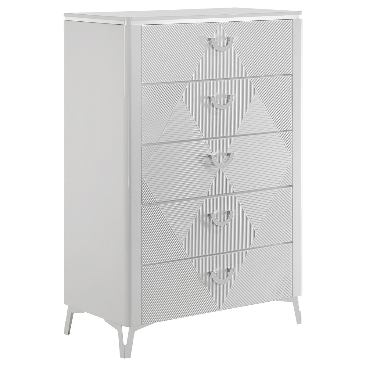 Best Furniture Outlet - Coaster - Cassia 5-drawer Bedroom Chest of Drawers White High Gloss - 215795