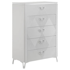 Best Furniture Outlet - Coaster - Cassia 5-drawer Bedroom Chest of Drawers White High Gloss - 215795