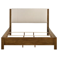 Adderley Eastern King Wood Panel Bed Cream and Warm Brown