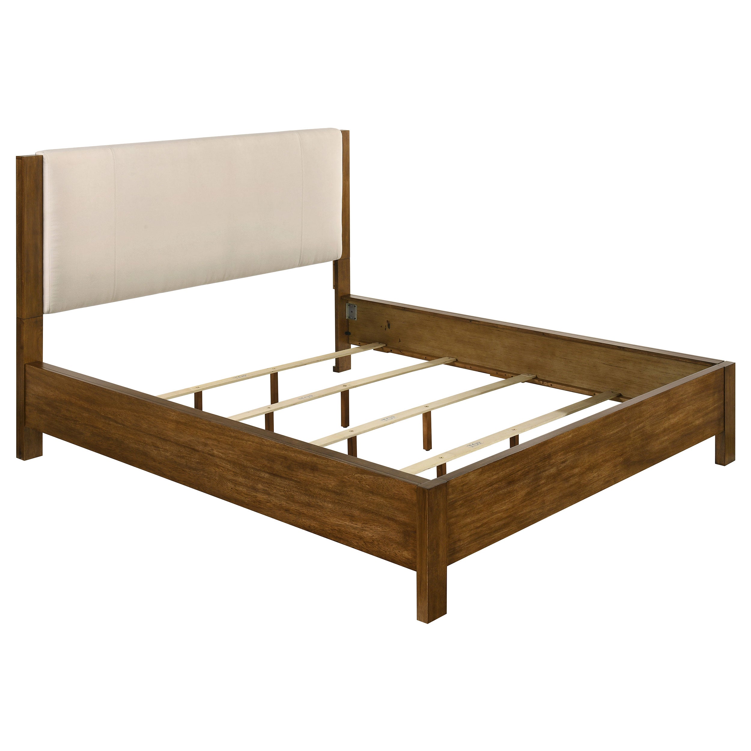 Best Furniture Outlet - Coaster - Adderley California King Wood Panel Bed Cream and Warm Brown - 215851KW