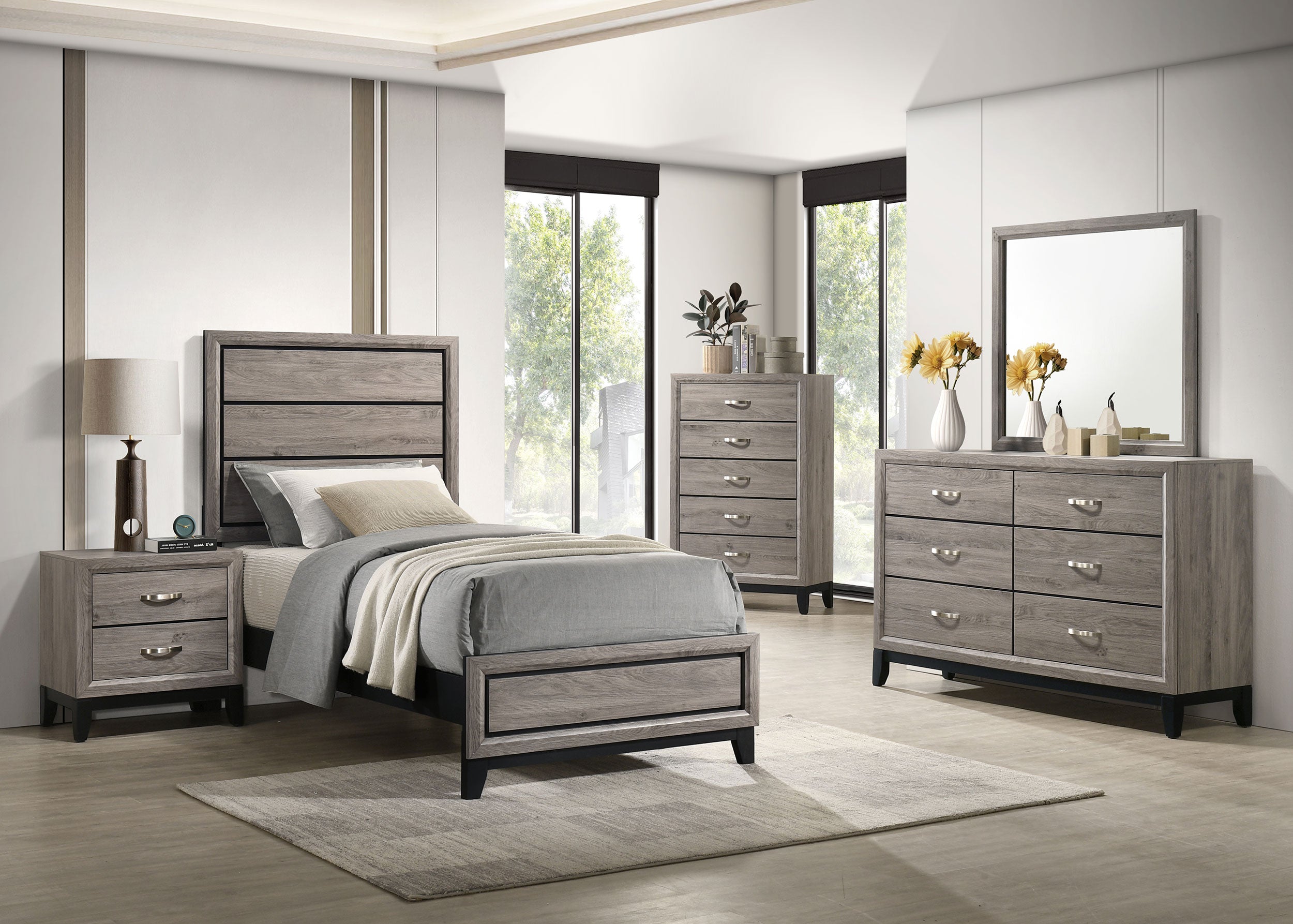 Best Furniture Outlet - Coaster - Valen Five-piece Twin Bedroom Set Light Taupe - 215911T-S5