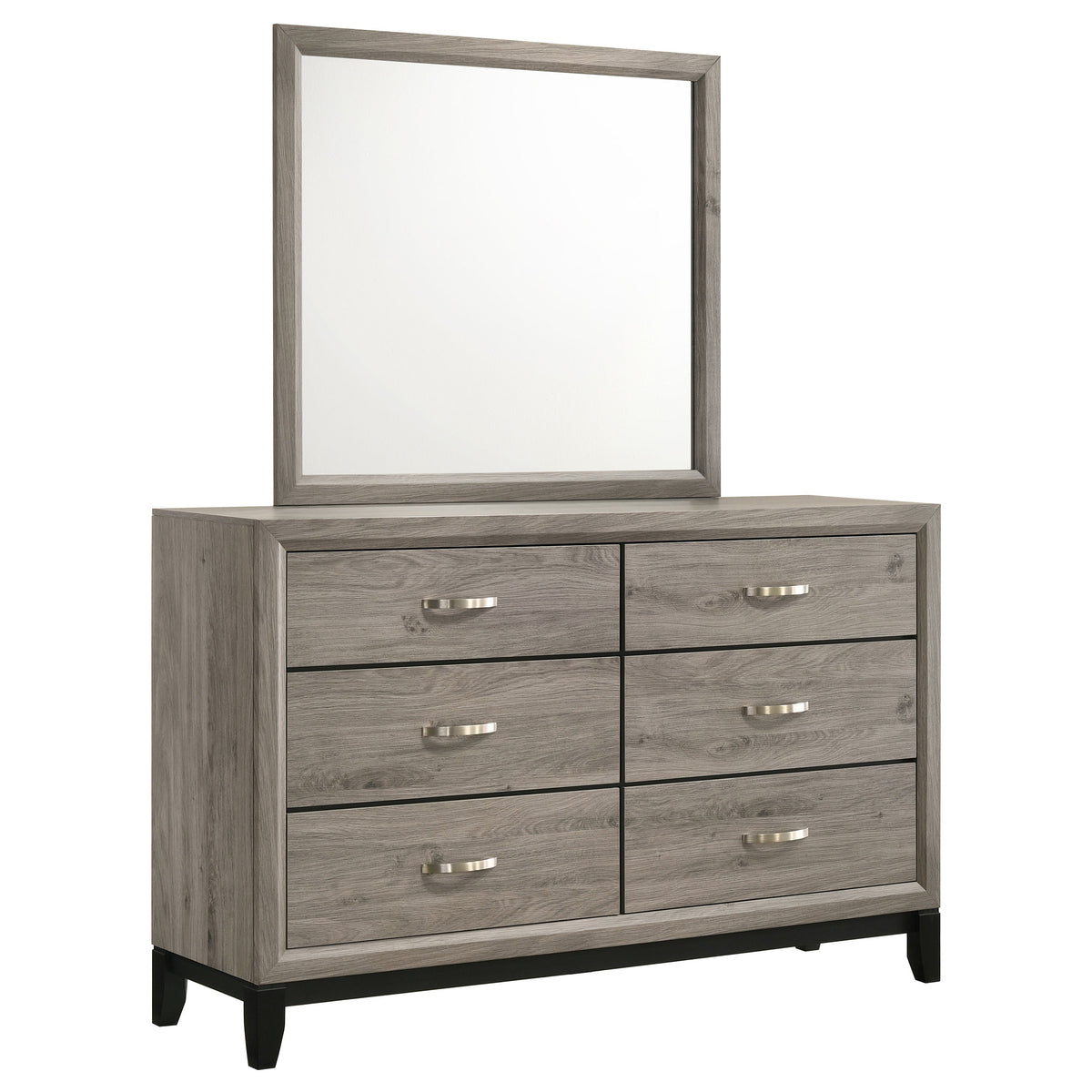 Best Furniture Outlet - Coaster - Valen 6-drawer Bedroom Dresser and Mirror Light Taupe - 215913M