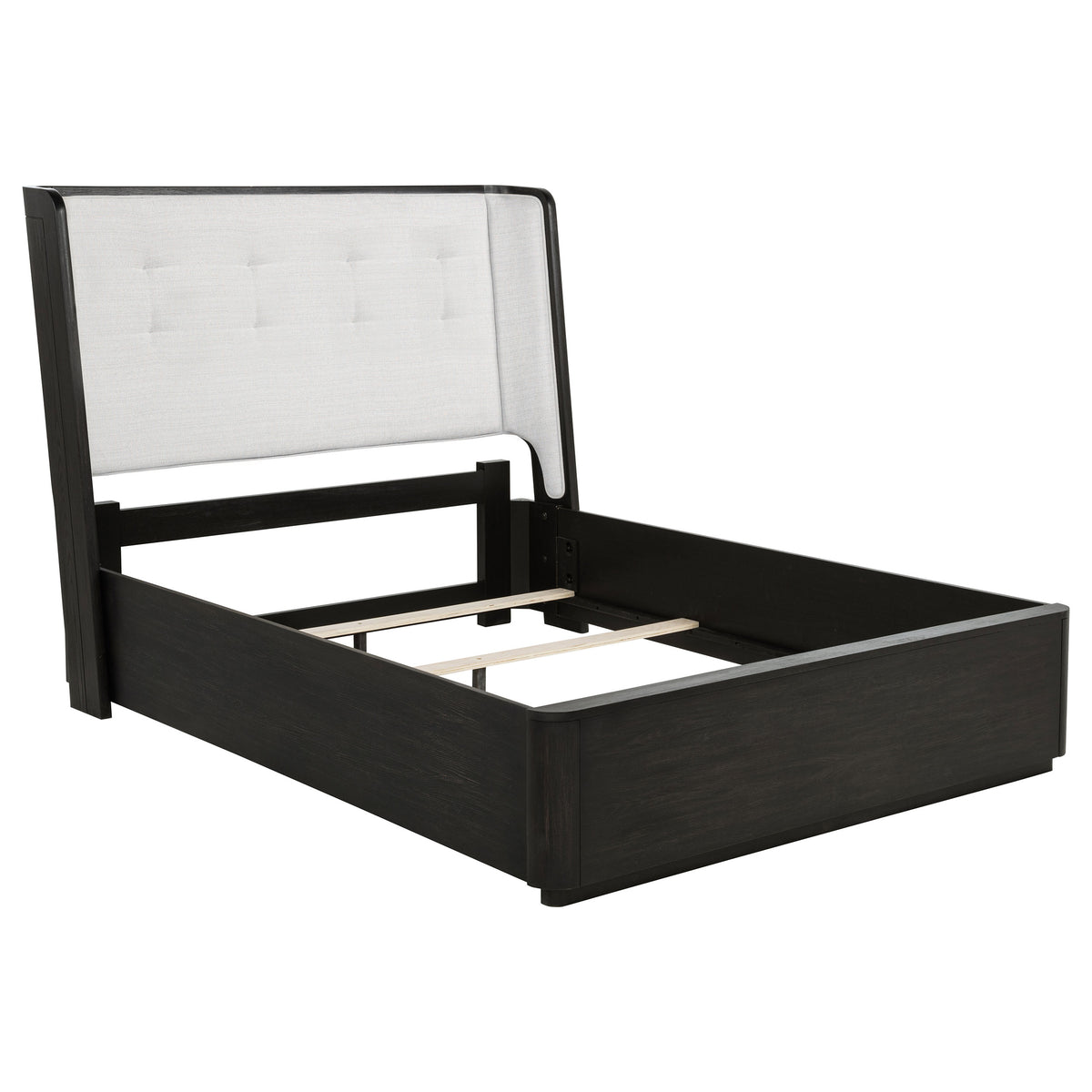 Best Furniture Outlet - Coaster - Leandro 55-inch Queen Wingback Bed Burnished Black - 222491Q