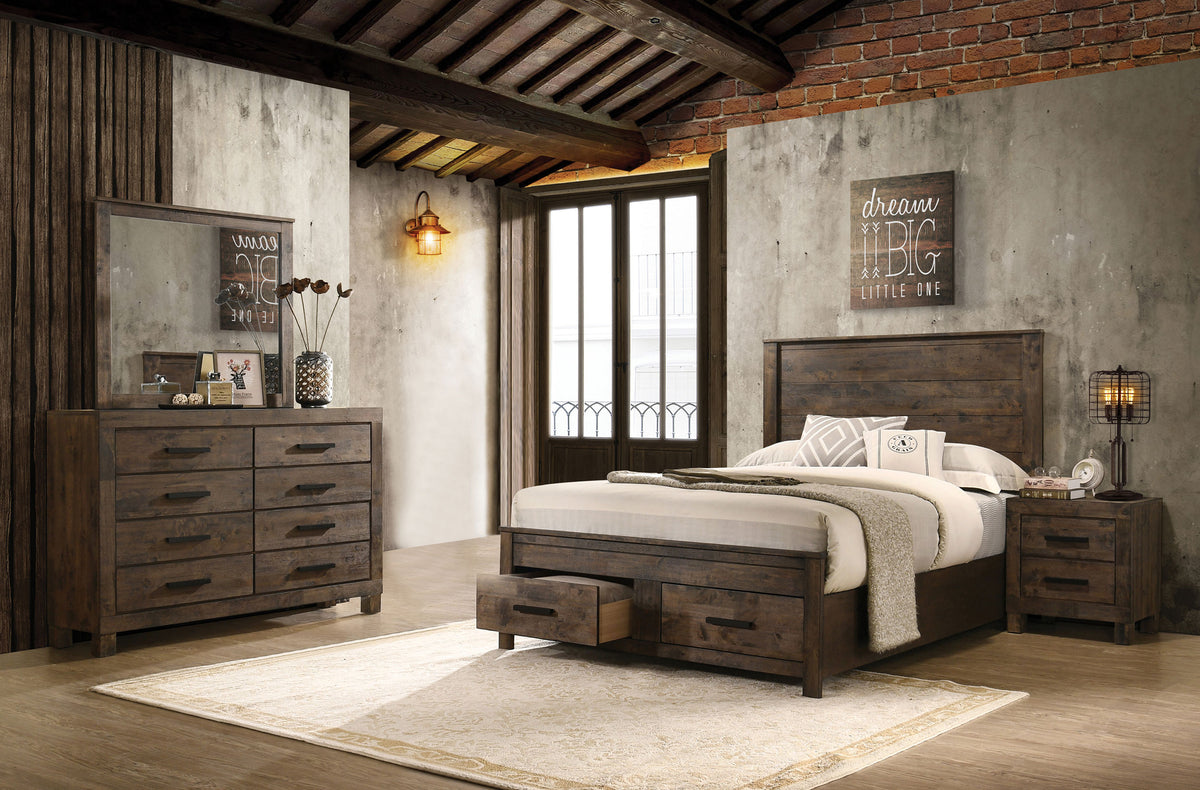 Best Furniture Outlet - Coaster - Woodmont 4-piece California King Bedroom Set Golden Brown - 222631KW-S4