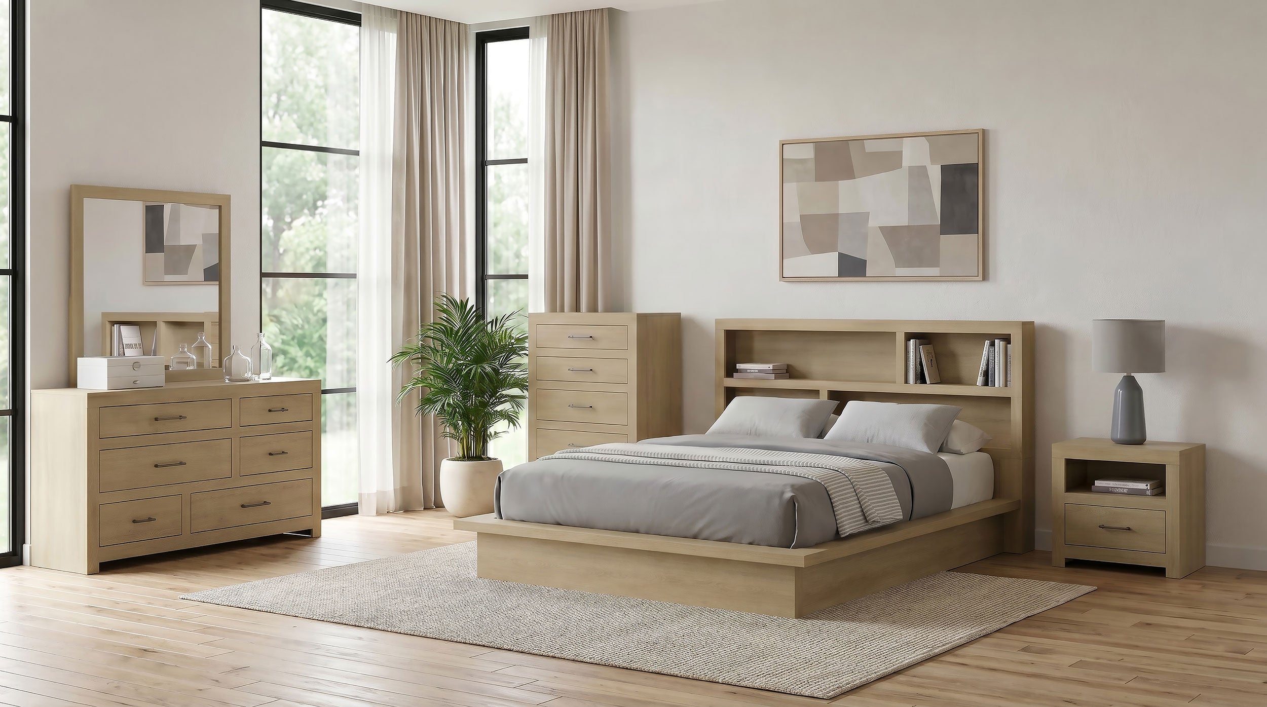 Best Furniture Outlet - Coaster - Hendricks 5-piece Eastern King Bedroom Set Light Oak - 222650KE-S5