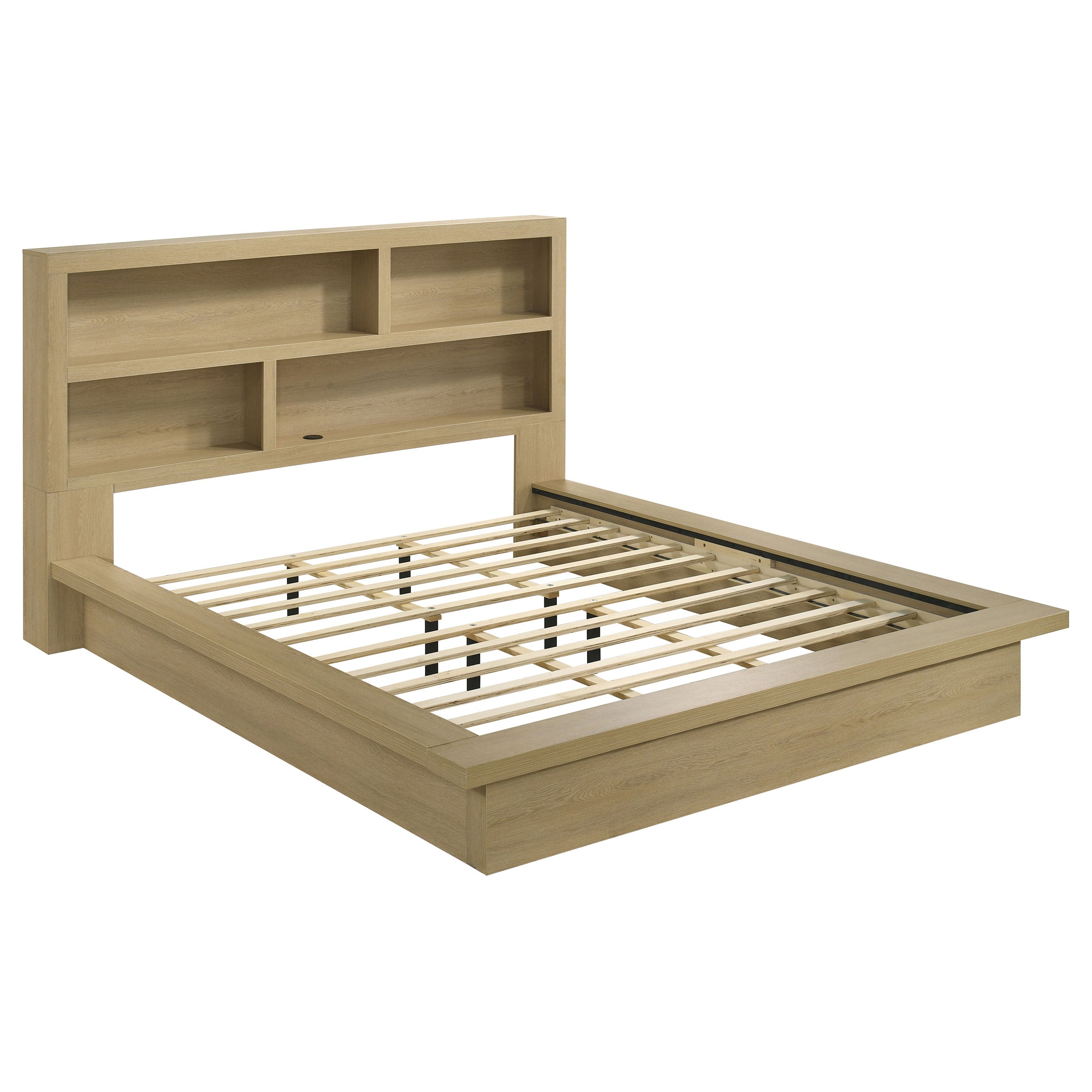 Best Furniture Outlet - Coaster - Hendricks California King Bookcase Headboard Platform Bed Light Oak - 222650KW