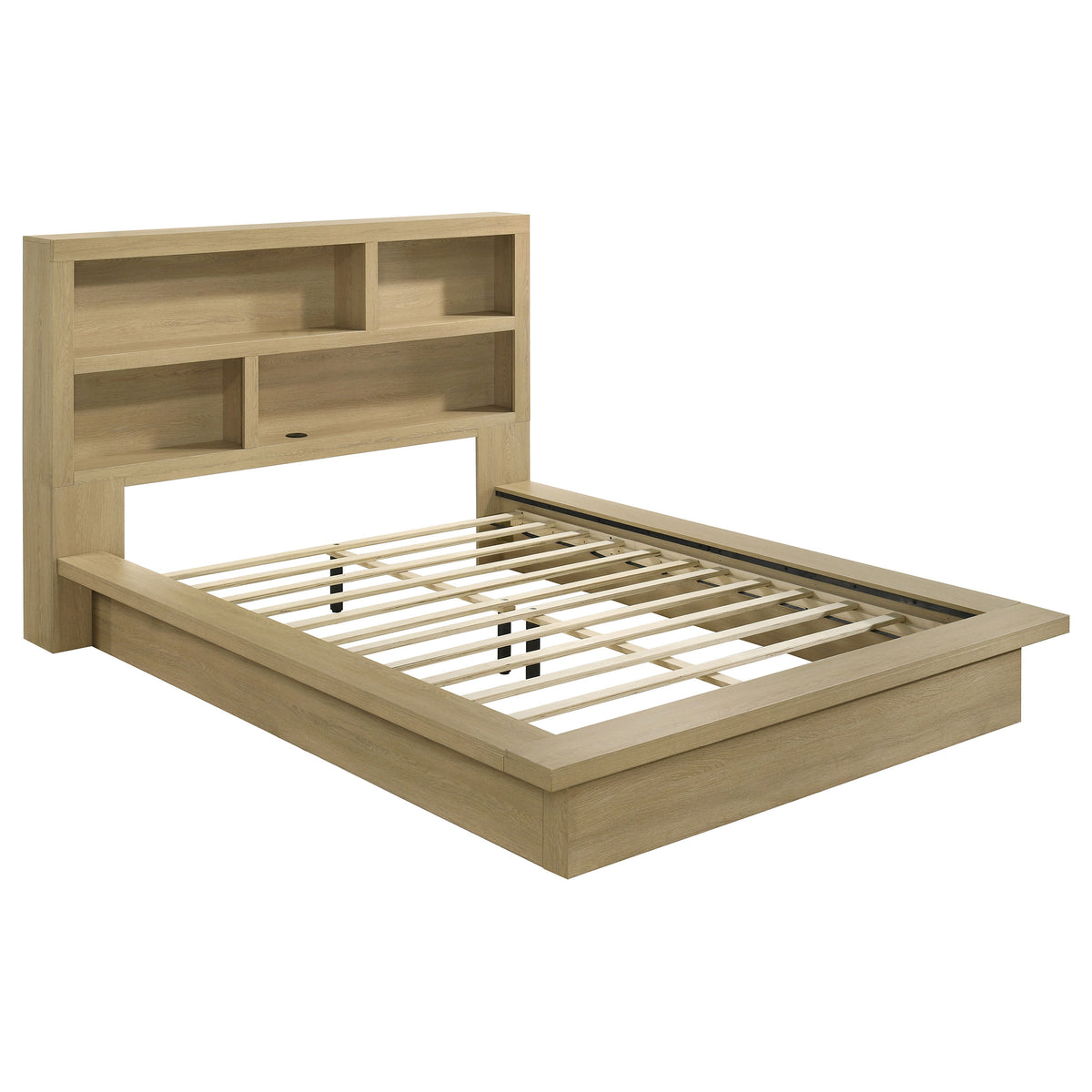 Best Furniture Outlet - Coaster - Hendricks Queen Bookcase Headboard Platform Bed Light Oak - 222650Q