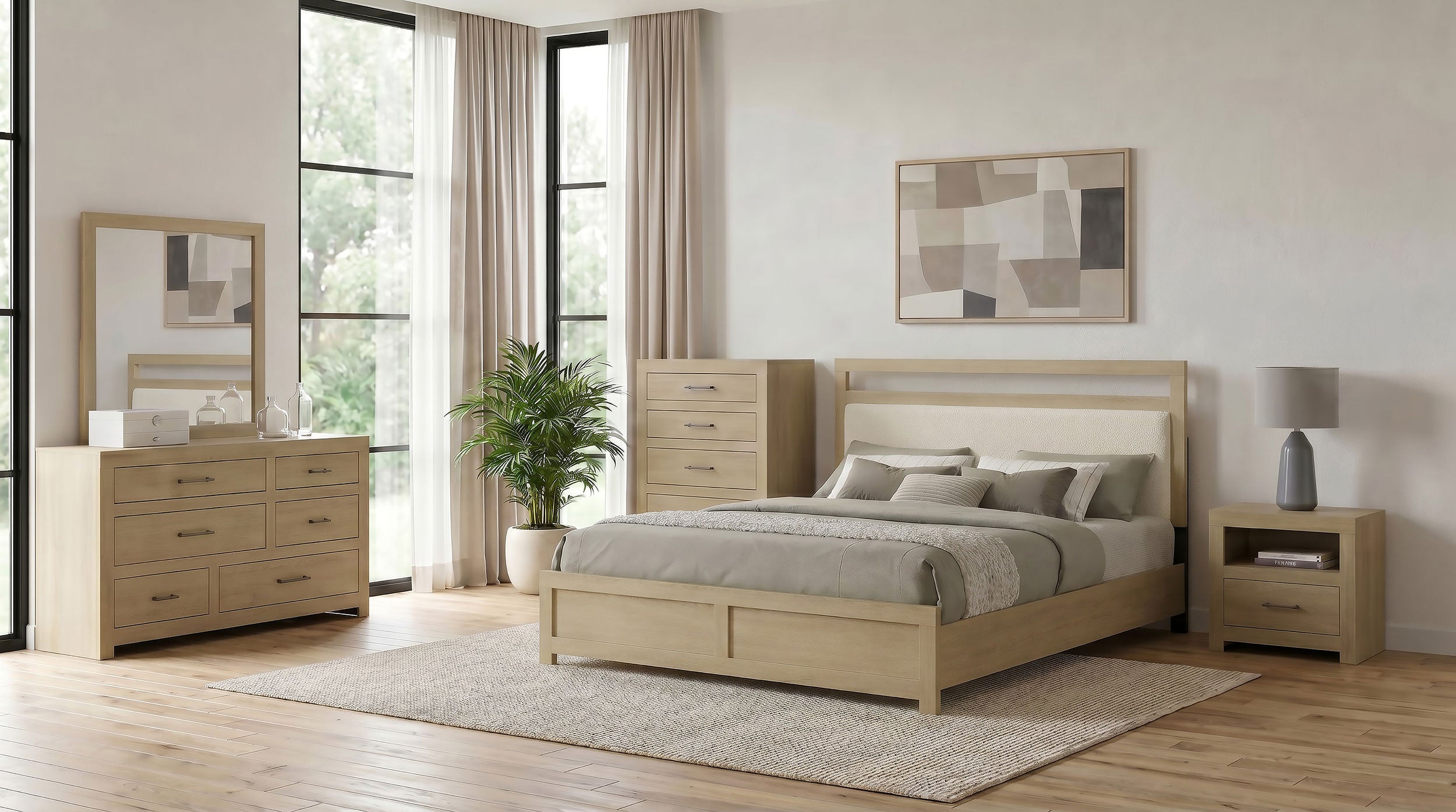 Best Furniture Outlet - Coaster - Hendricks 5-piece Eastern King Bedroom Set Light Oak - 222651KE-S5