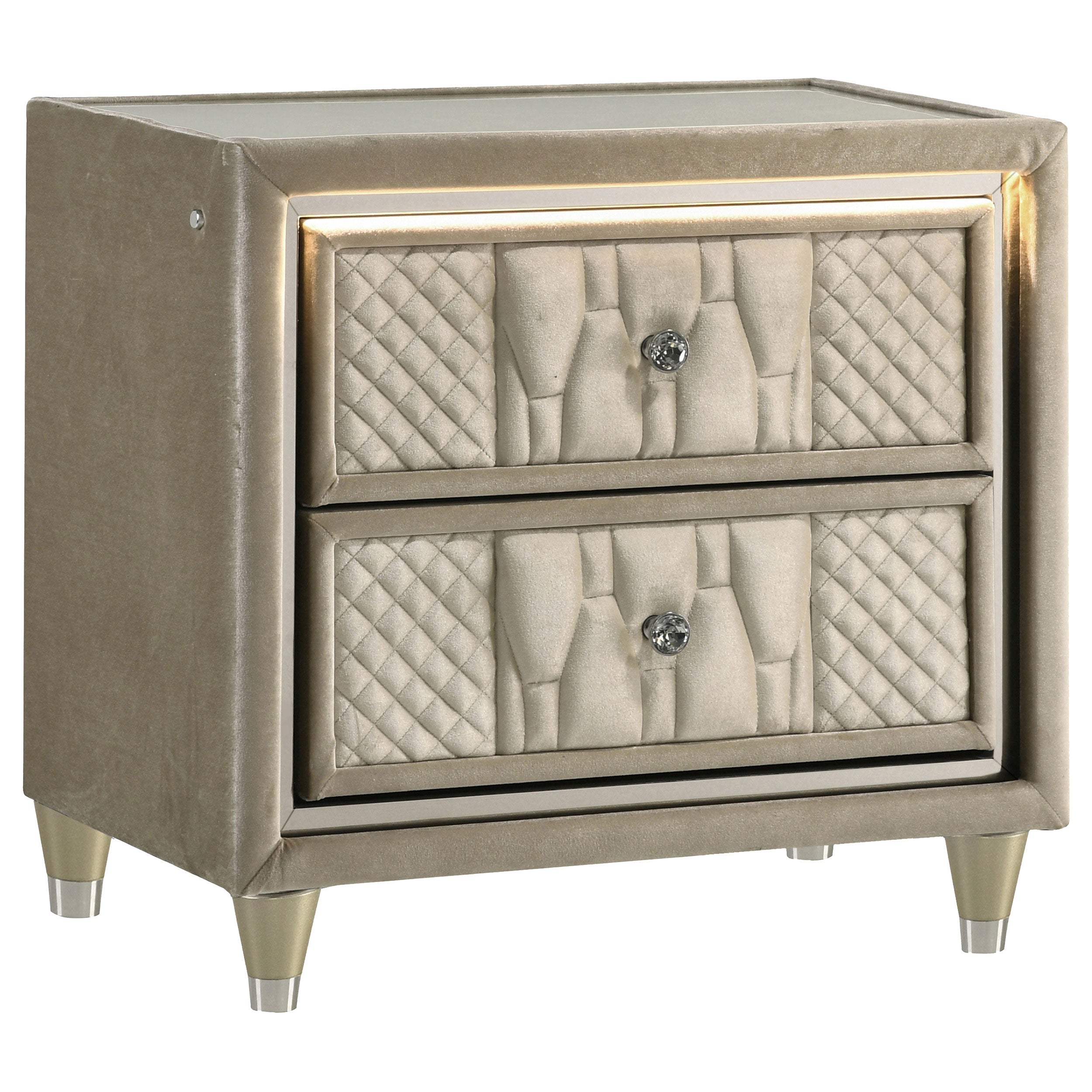 Best Furniture Outlet - Coaster - Lorient 2-drawer LED Nightstand with USB Ivory and Camel - 222662