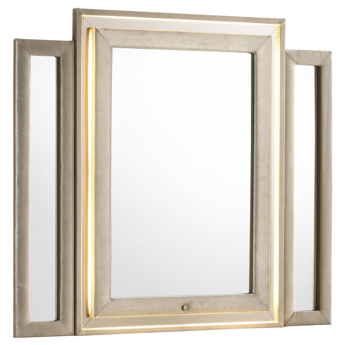 Best Furniture Outlet - Coaster - Lorient LED Dresser Mirror Ivory and Camel - 222664