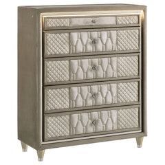 Best Furniture Outlet - Coaster - Lorient 5-drawer LED Chest of Drawers Ivory and Camel - 222665