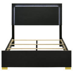 Marceline Wood Full LED Panel Bed Black