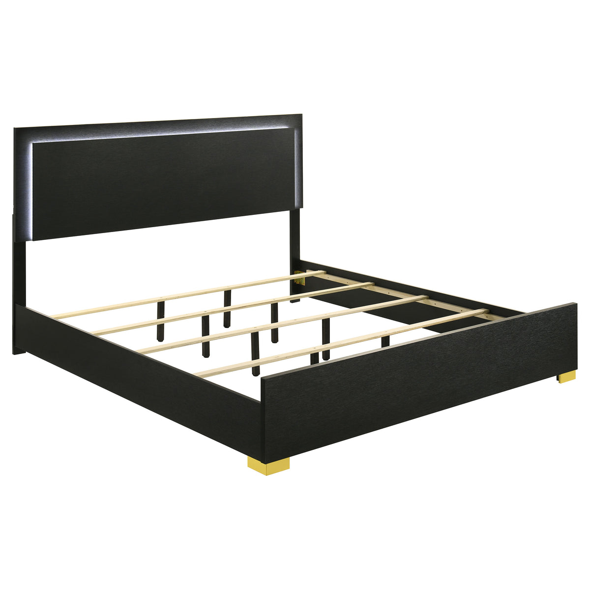 Best Furniture Outlet - Coaster - Marceline Wood Eastern King LED Panel Bed Black - 222831KE