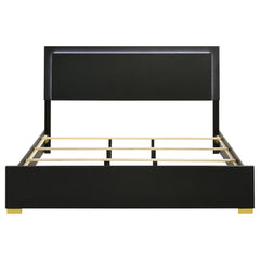 Marceline Wood Eastern King LED Panel Bed Black