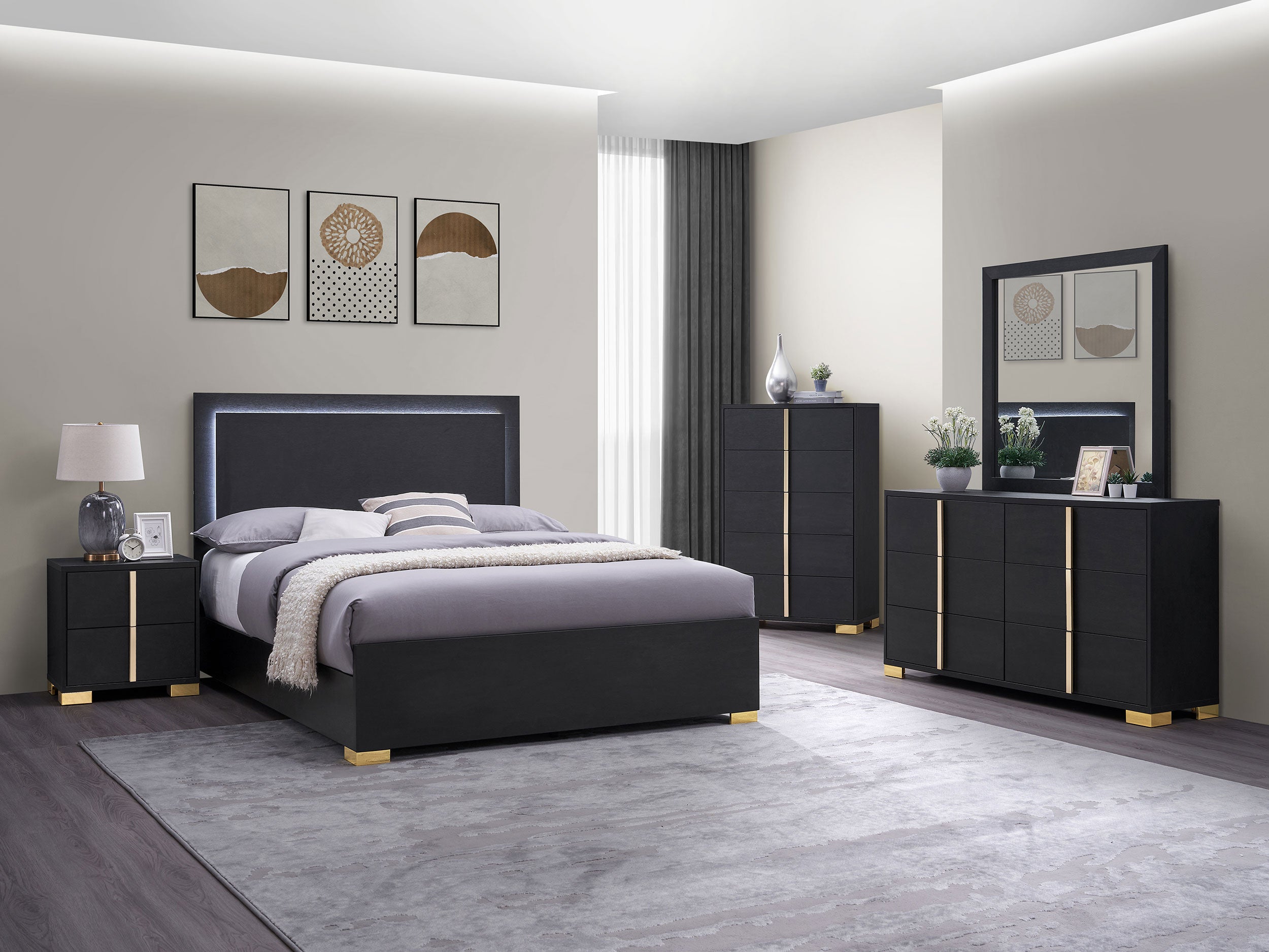 Best Furniture Outlet - Coaster - Marceline 5-piece Queen Bedroom Set Black - 222831Q-S5