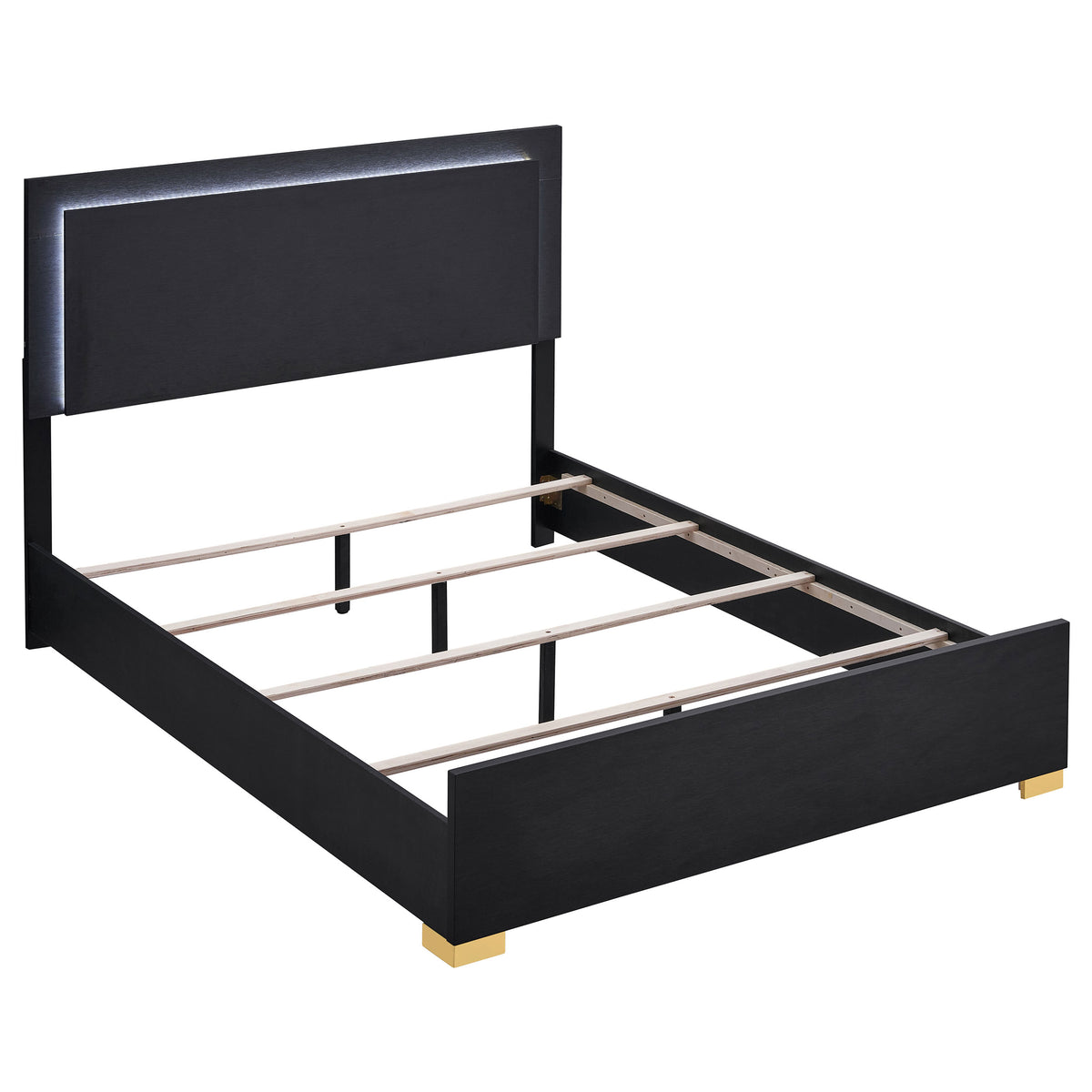 Best Furniture Outlet - Coaster - Marceline Wood Queen LED Panel Bed Black - 222831Q