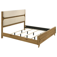 Best Furniture Outlet - Coaster - Bennett 78-inch Eastern King Upholstered Panel Bed Cream and Light Oak - 222901KE