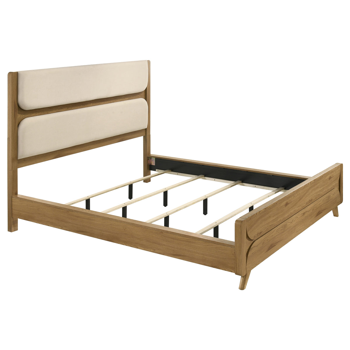 Best Furniture Outlet - Coaster - Bennett 78-inch California King Upholstered Panel Bed Cream and Light Oak - 222901KW