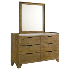 Best Furniture Outlet - Coaster - Henderson 6-drawer Bedroom Dresser with Mirror Medium Oak - 222973M
