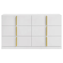 Ines 6-drawer Bedroom Dresser Cabinet White High Gloss