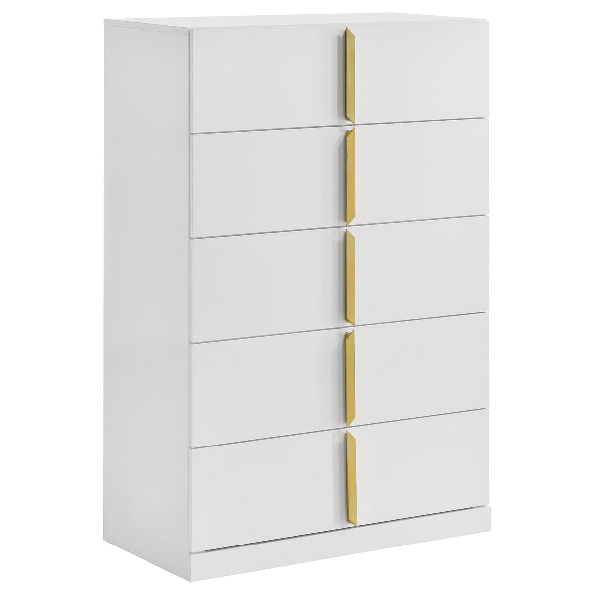 Best Furniture Outlet - Coaster - Ines 5-drawer Bedroom Chest of Drawers White High Gloss - 223095