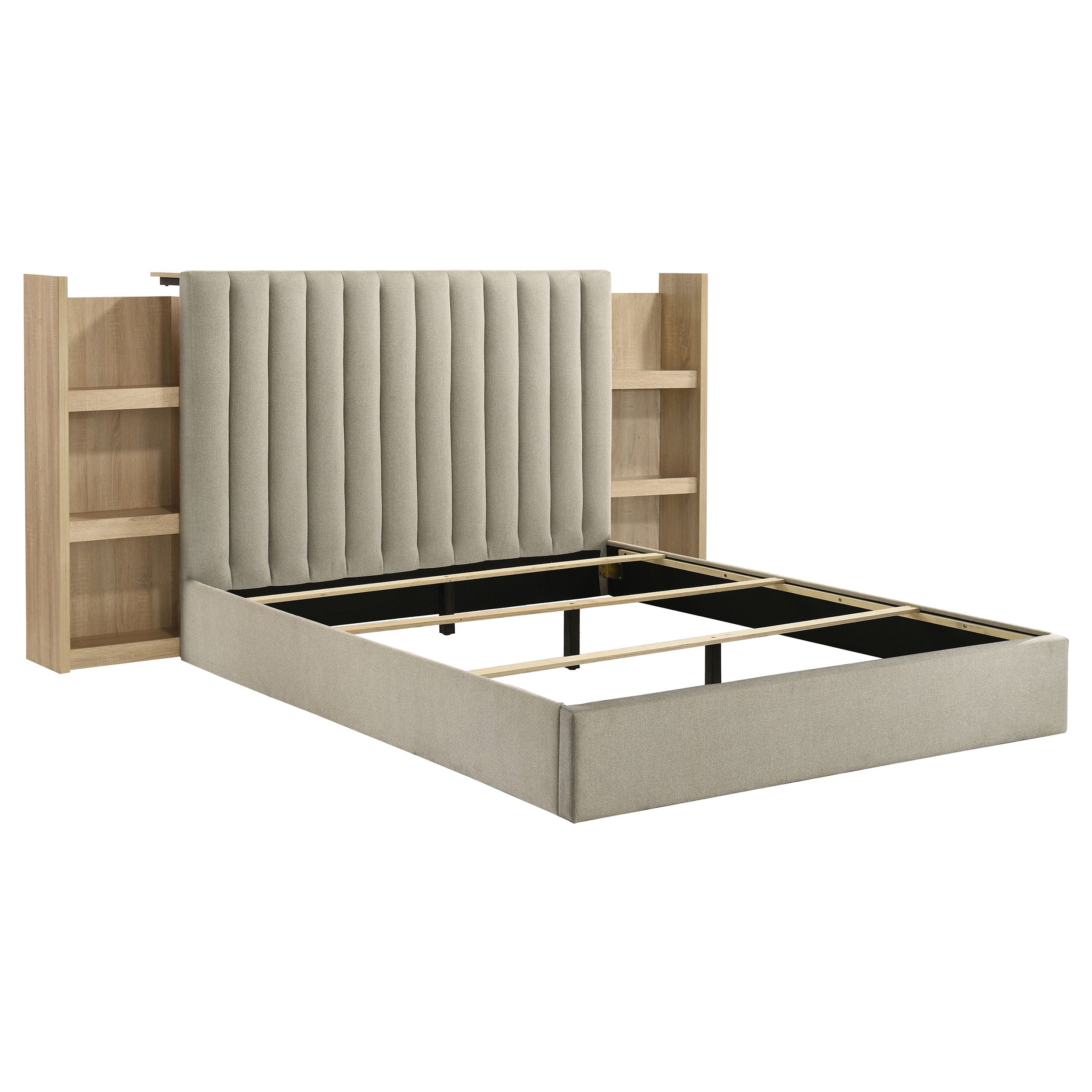 Best Furniture Outlet - Coaster - Arielle Queen Bookcase Panel Storage Bed Light Oak - 223111Q