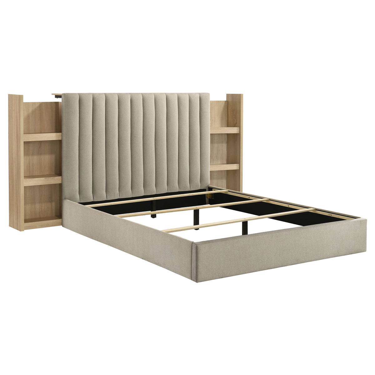 Best Furniture Outlet - Coaster - Arielle Queen Bookcase Panel Storage Bed Light Oak - 223111Q