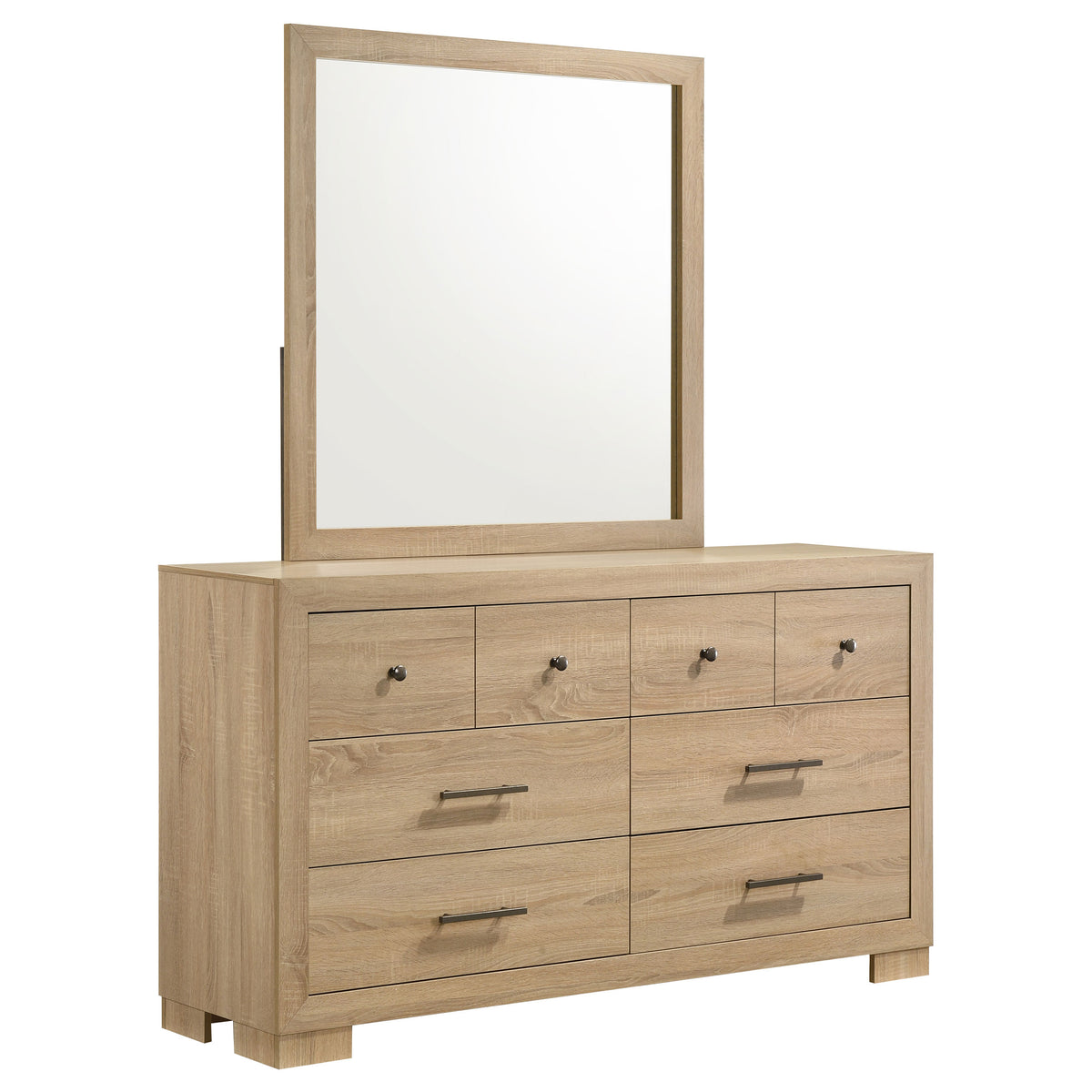 Best Furniture Outlet - Coaster - Arielle 6-drawer Bedroom Dresser with Mirror Light Oak - 223113M