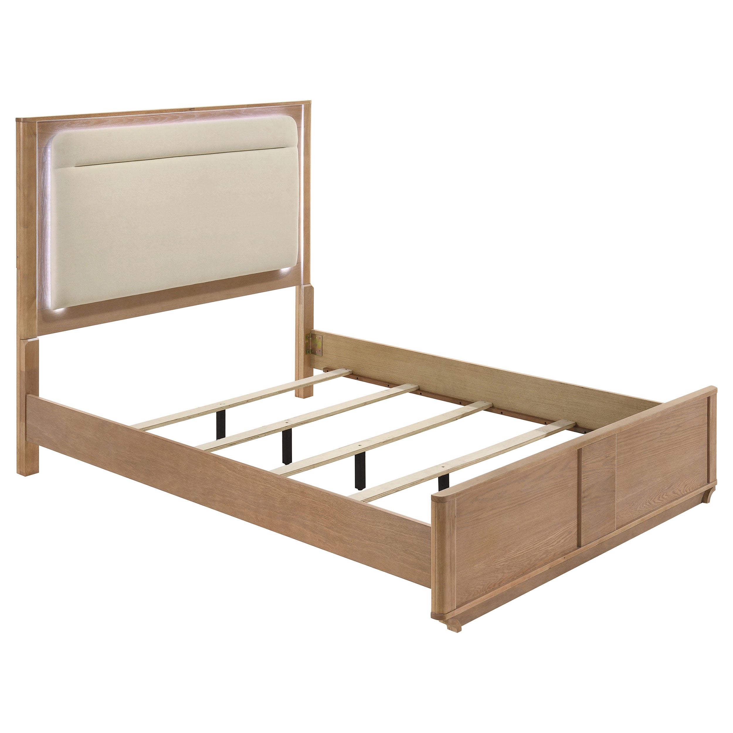 Best Furniture Outlet - Coaster - Leanne Queen LED Panel Bed Off White and Light Oak - 223131Q
