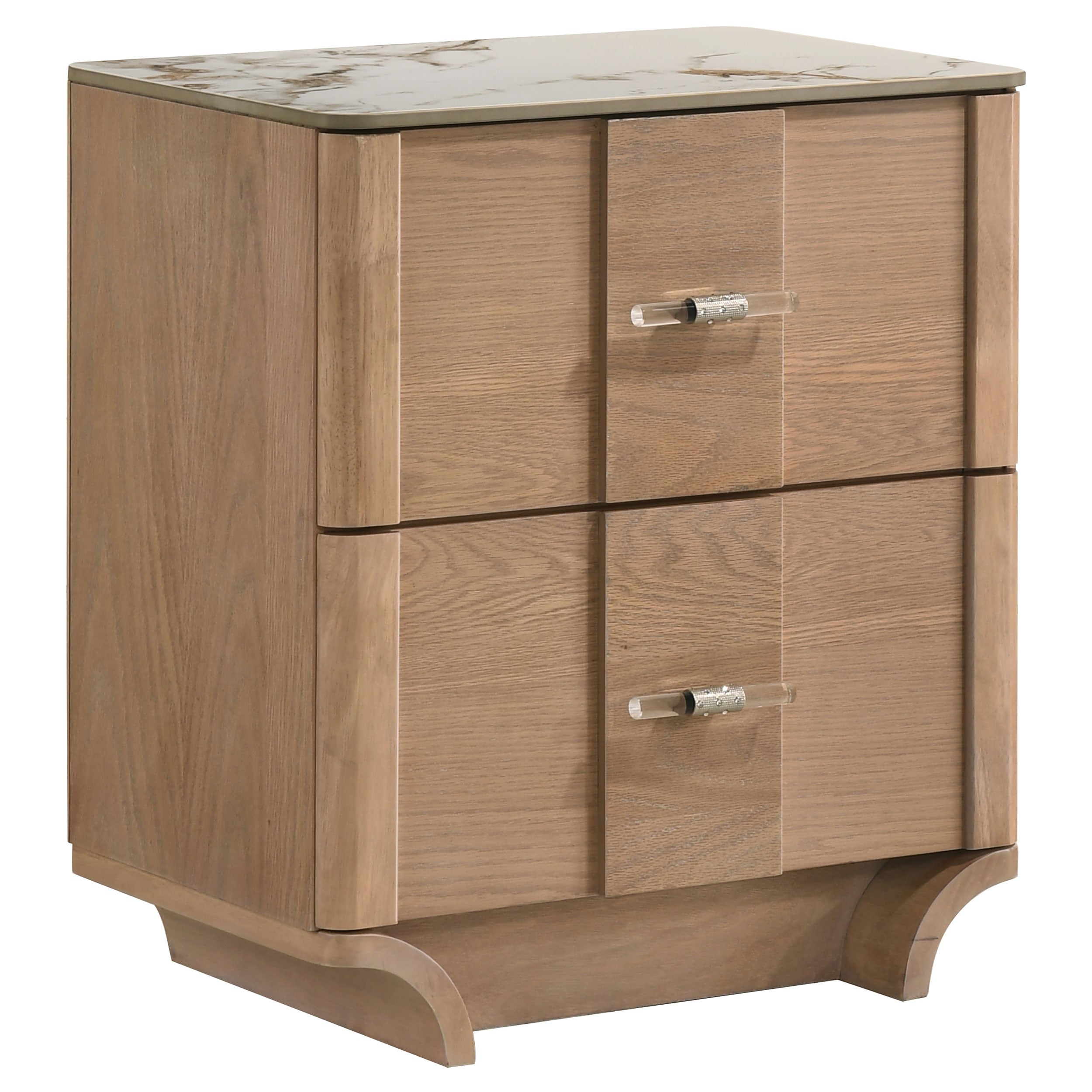 Best Furniture Outlet - Coaster - Leanne 2-drawer Sinter Stone Top Nightstand Light Oak - 223132