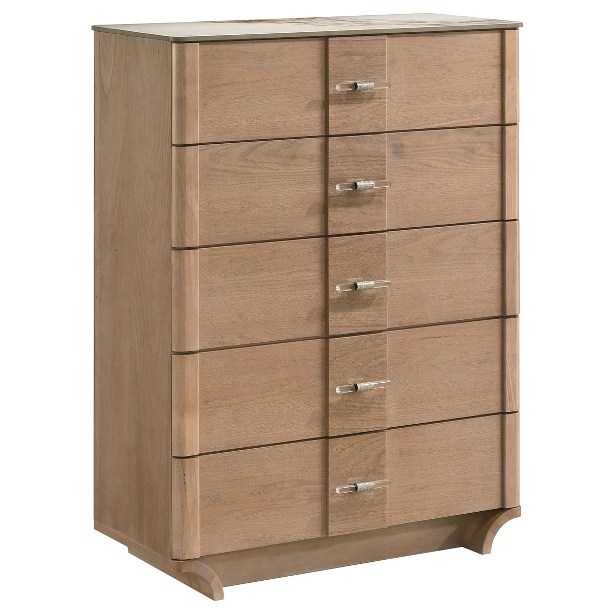 Best Furniture Outlet - Coaster - Leanne 5-drawer Sinter Stone Top Chest of Drawers Light Oak - 223135