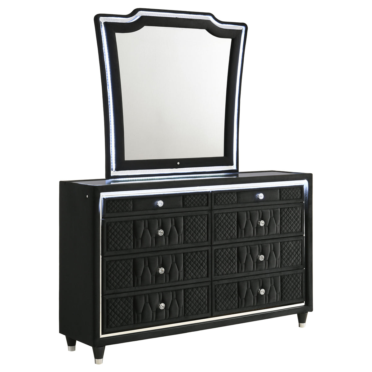 Best Furniture Outlet - Coaster - Lorient 8-drawer LED Dresser with Mirror Black - 223163M