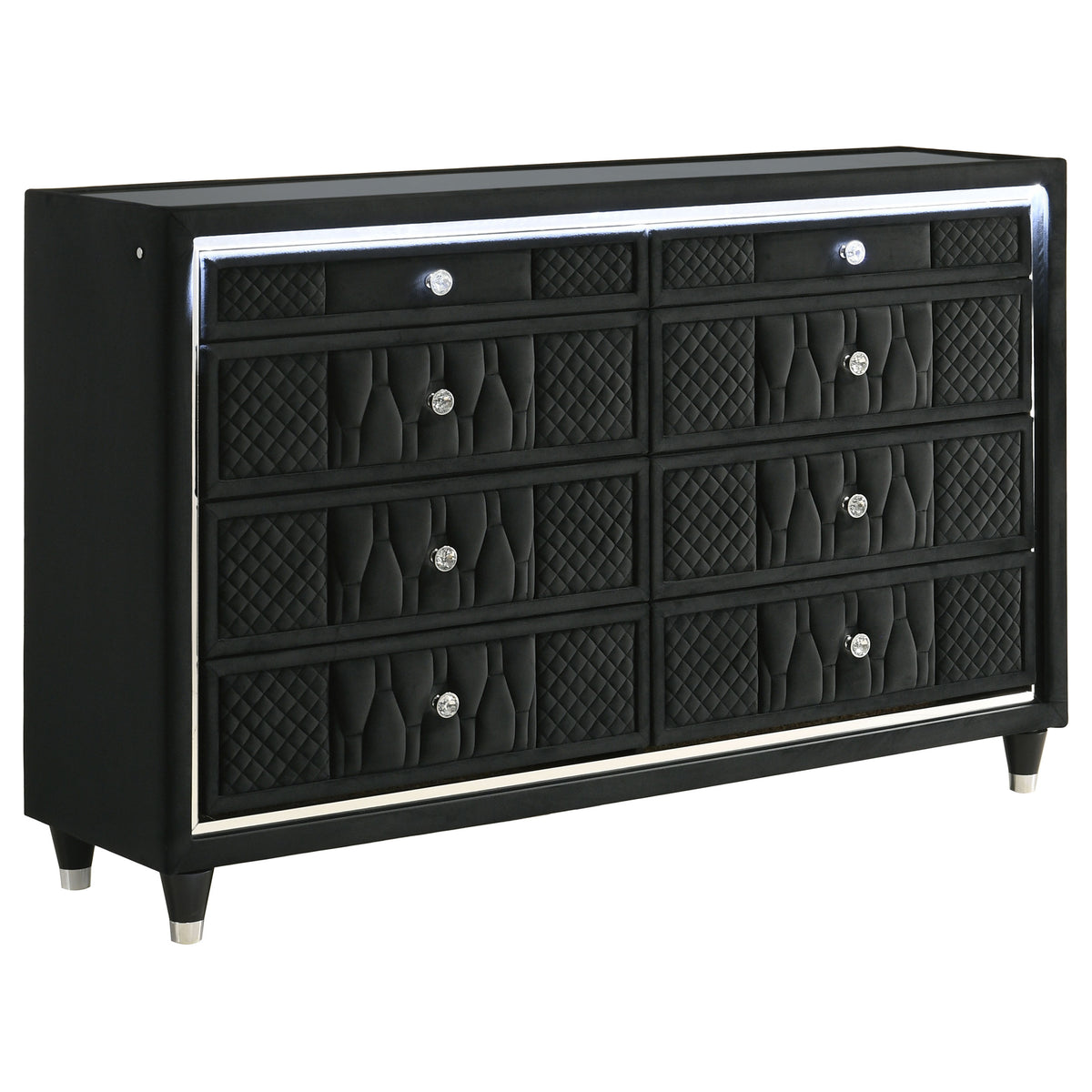 Best Furniture Outlet - Coaster - Lorient 8-drawer LED Bedroom Dresser Cabinet Black - 223163