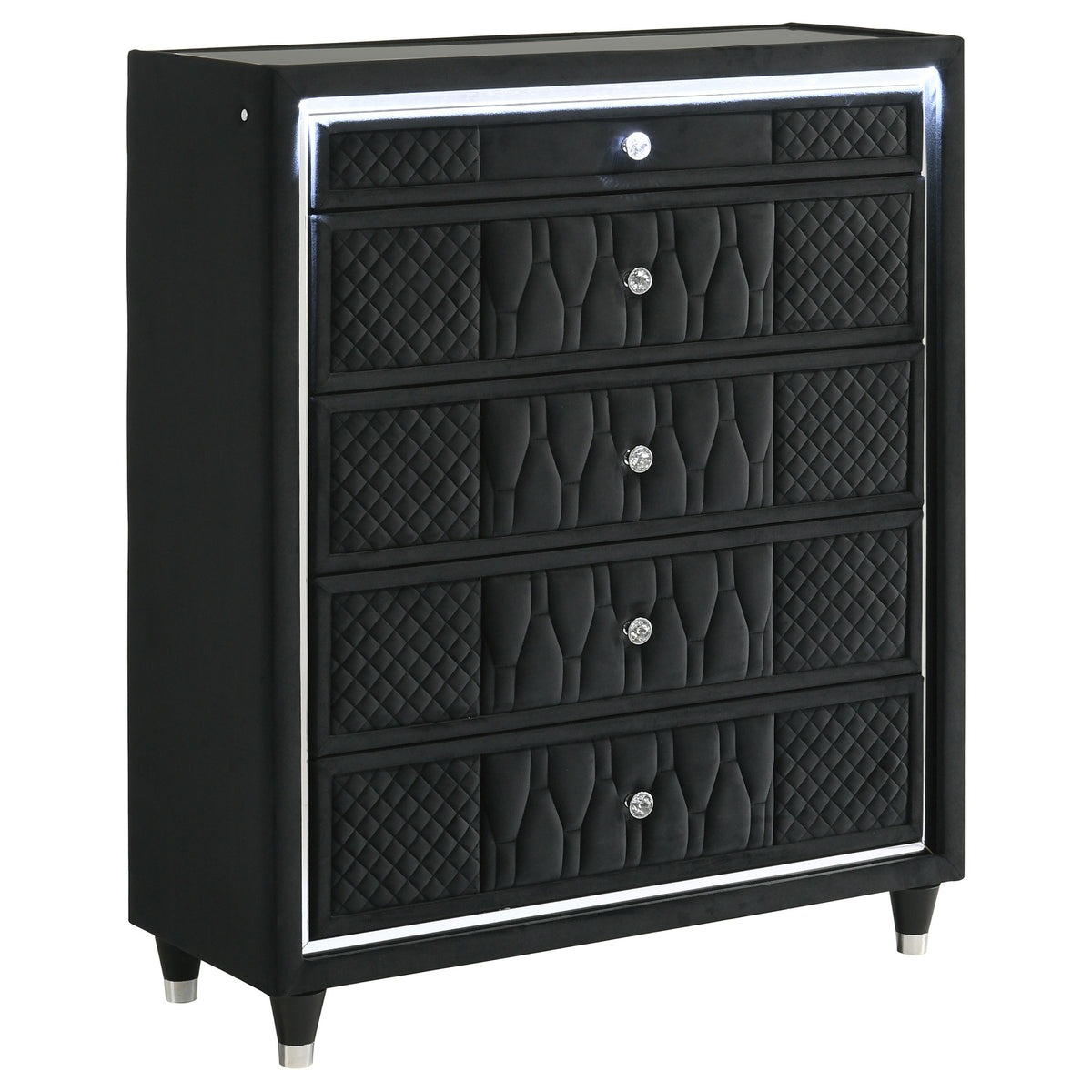 Best Furniture Outlet - Coaster - Lorient 5-drawer LED Chest of Drawers Black - 223165