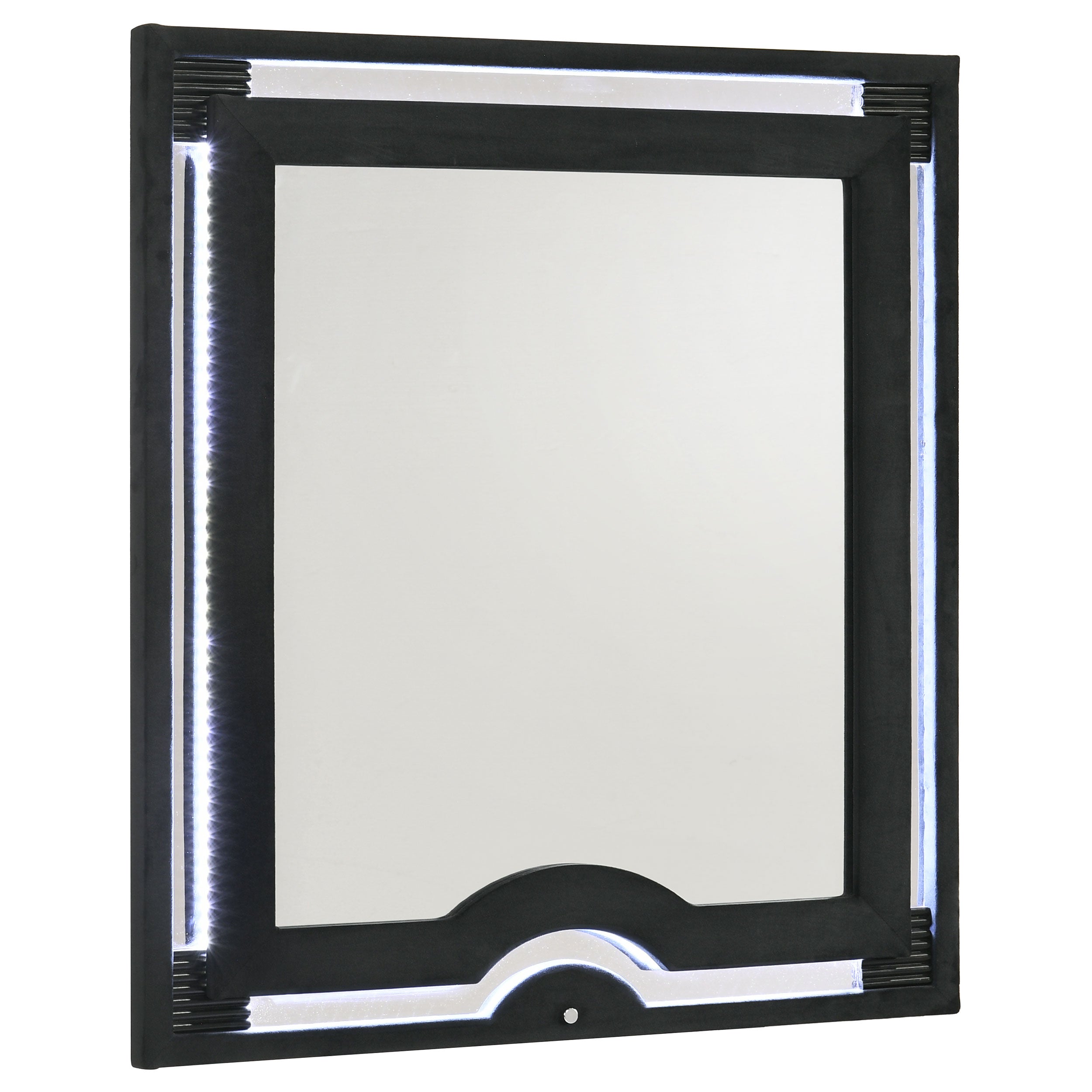 Best Furniture Outlet - Coaster - Ravenne Velvet Upholstered LED Dresser Mirror Black - 223194