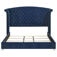 Melody Upholstered Eastern King Wingback Bed Pacific Blue