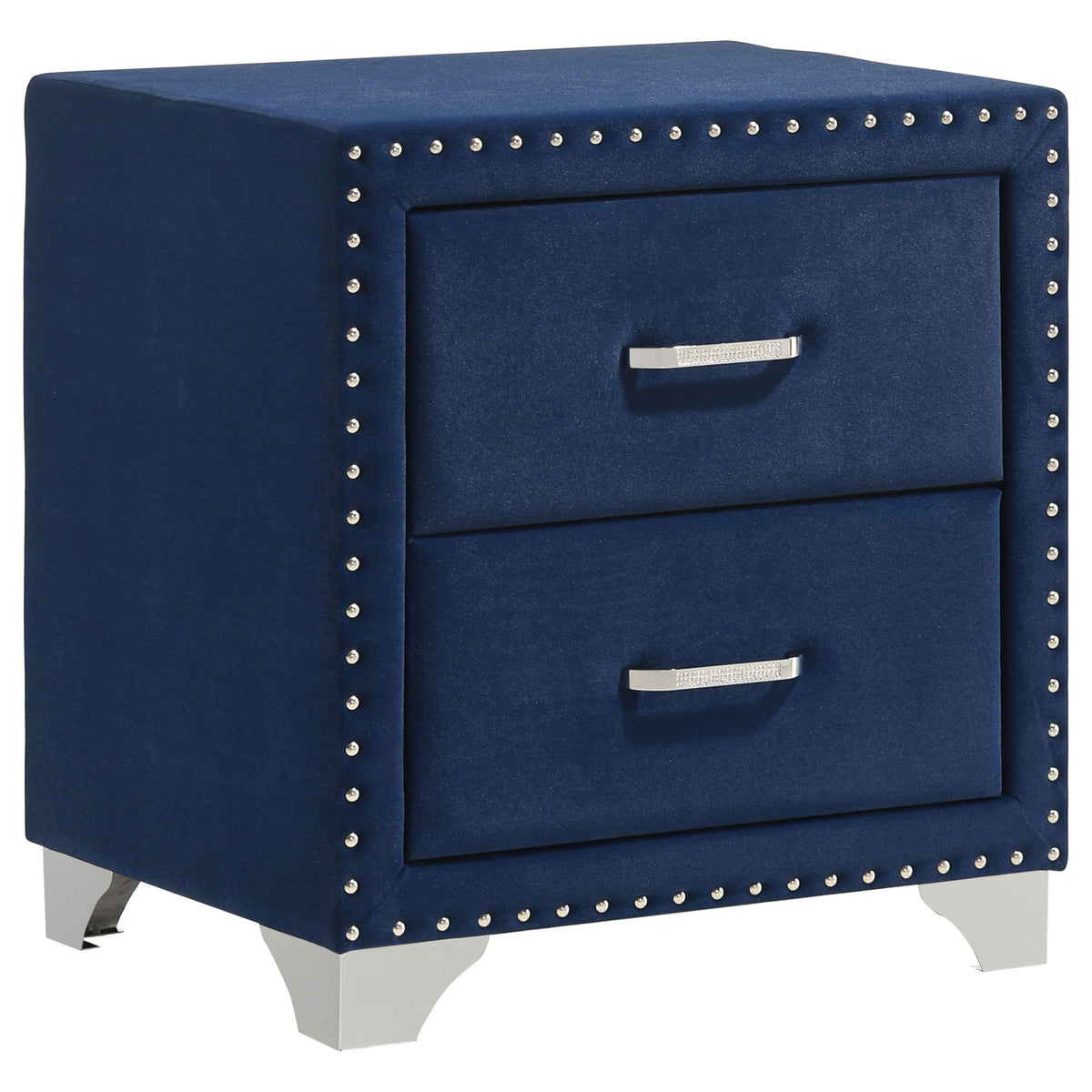 Best Furniture Outlet - Coaster - Melody Upholstered 2-drawer Nightstand Pacific Blue - 223372