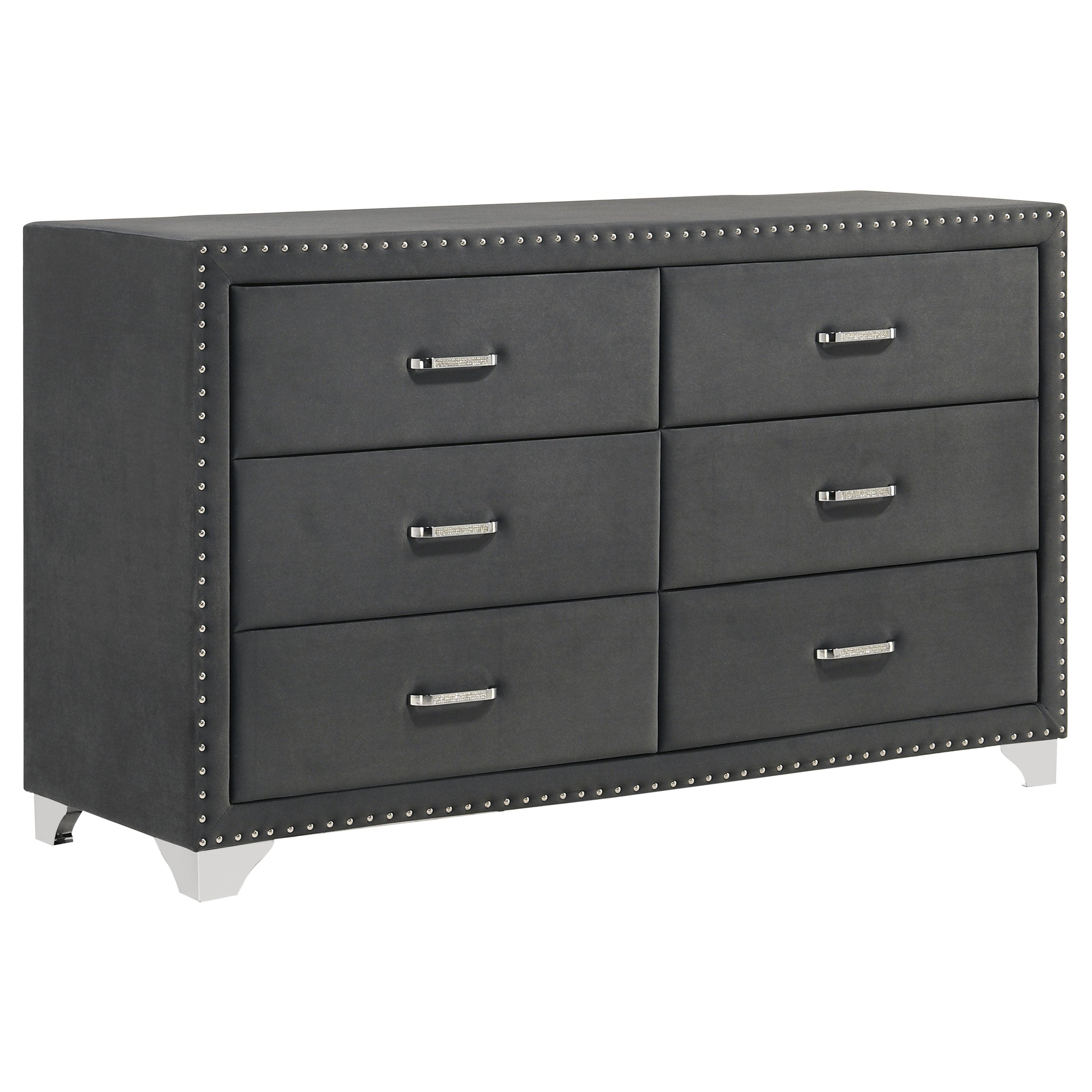 Best Furniture Outlet - Coaster - Melody 6-drawer Upholstered Dresser Grey - 223383