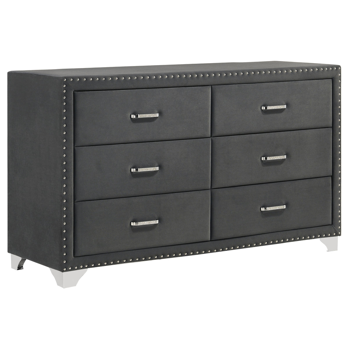 Best Furniture Outlet - Coaster - Melody 6-drawer Upholstered Dresser Grey - 223383