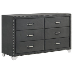 Best Furniture Outlet - Coaster - Melody 6-drawer Upholstered Dresser Grey - 223383