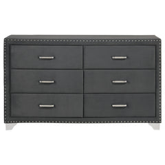 Melody 6-drawer Upholstered Dresser Grey