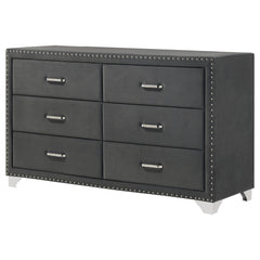 Melody 6-drawer Upholstered Dresser Grey